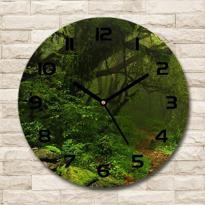 Ronde glazen wandklok Oerwoud in Nepal