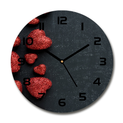 Ronde glas klok Harten op het bord