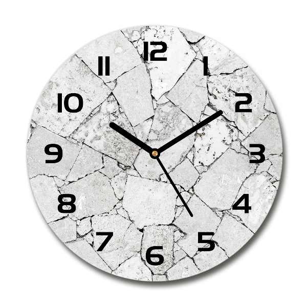 Ronde glazen wandklok Stenen muur