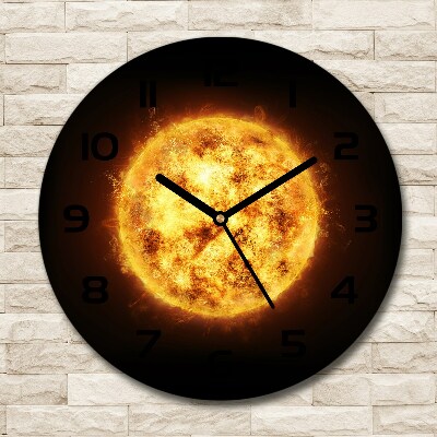 Ronde glazen wandklok Zon