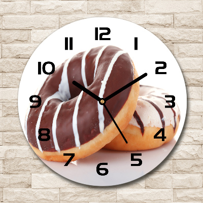 Ronde glas klok Chocoladedonuts