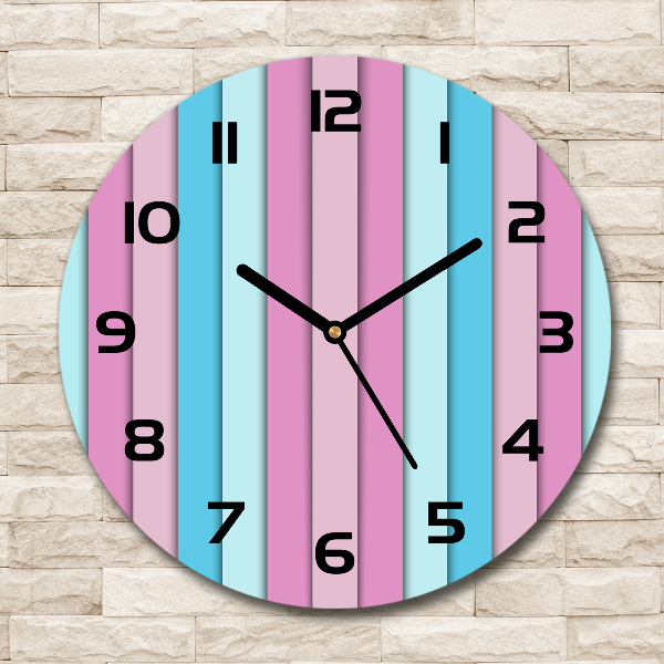 Ronde glazen wandklok Kleurrijke strepen