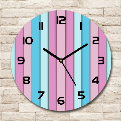 Ronde glazen wandklok Kleurrijke strepen