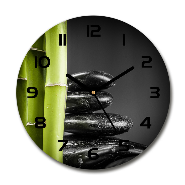 Ronde glas klok Bamboe