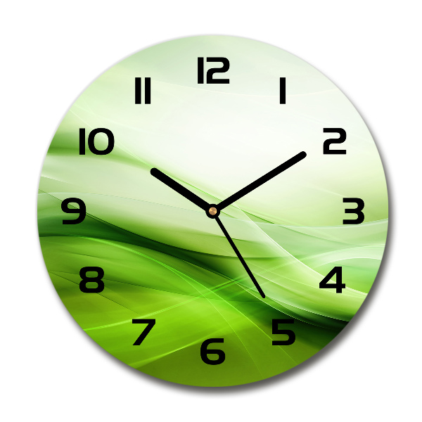 Ronde glas klok Groene golven op de achtergrond