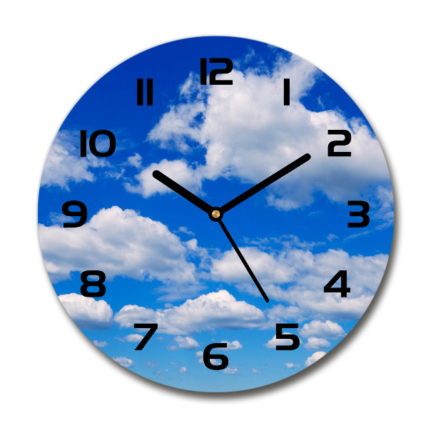 Ronde glazen wandklok Wolken aan de hemel