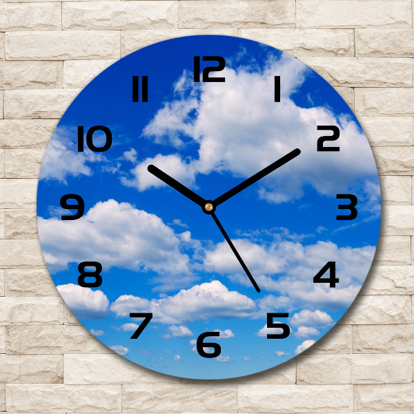 Ronde glazen wandklok Wolken aan de hemel