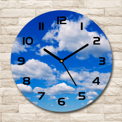 Ronde glazen wandklok Wolken aan de hemel