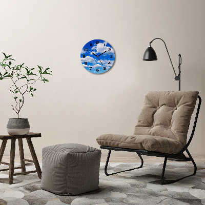 Ronde glazen wandklok Wolken aan de hemel