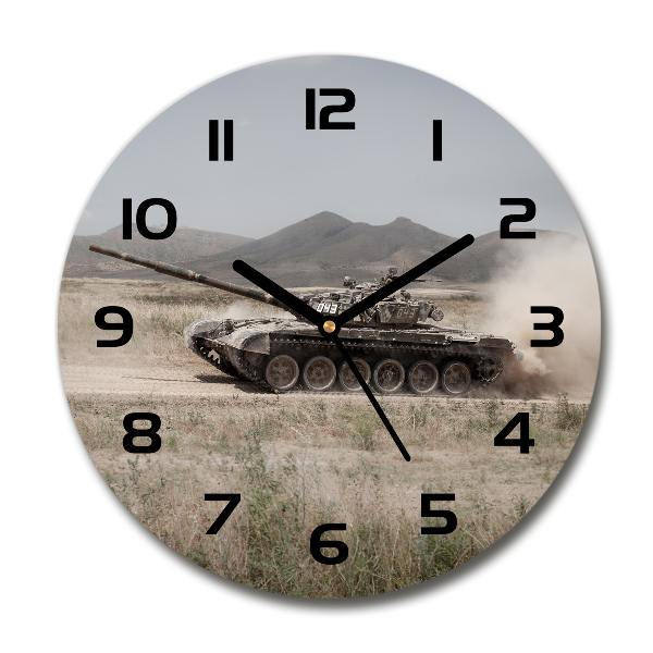 Ronde glazen klok Tank in de woestijn