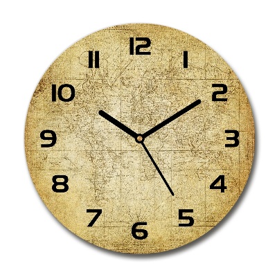 Ronde glazen klok Oude wereldkaart