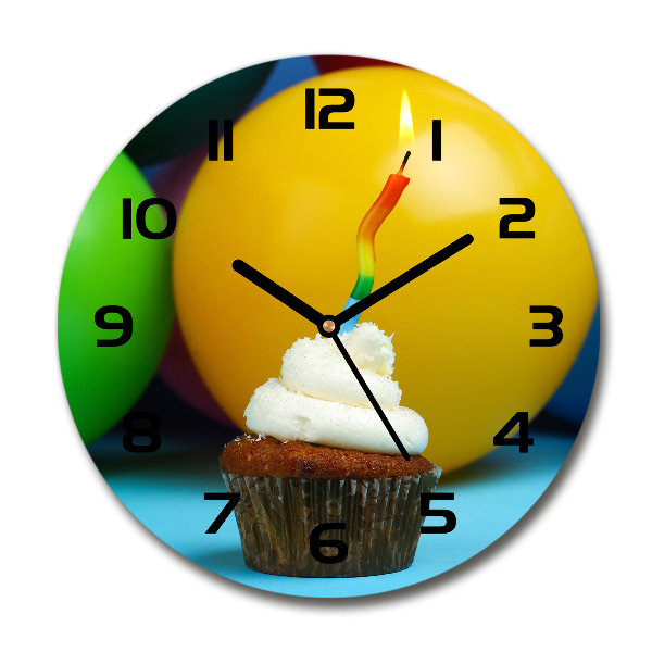 Ronde glazen klok Verjaardagscupcake