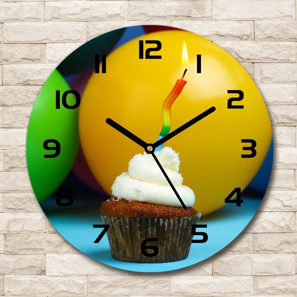 Ronde glazen klok Verjaardagscupcake