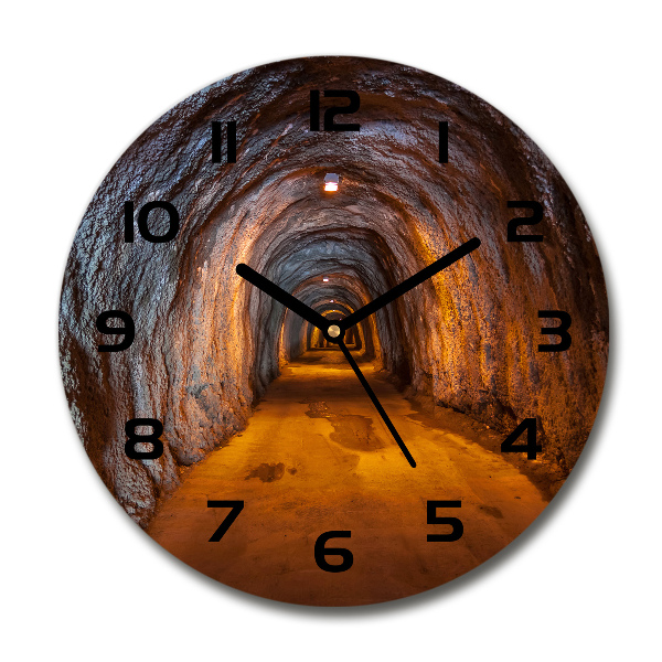 Ronde glazen wandklok Ondergrondse tunnel