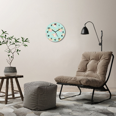 Ronde glas klok Bloemenpatroon