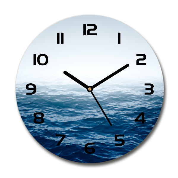 Ronde glazen klok Zeegolven
