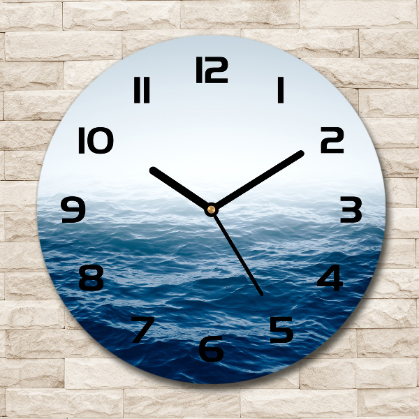 Ronde glazen klok Zeegolven