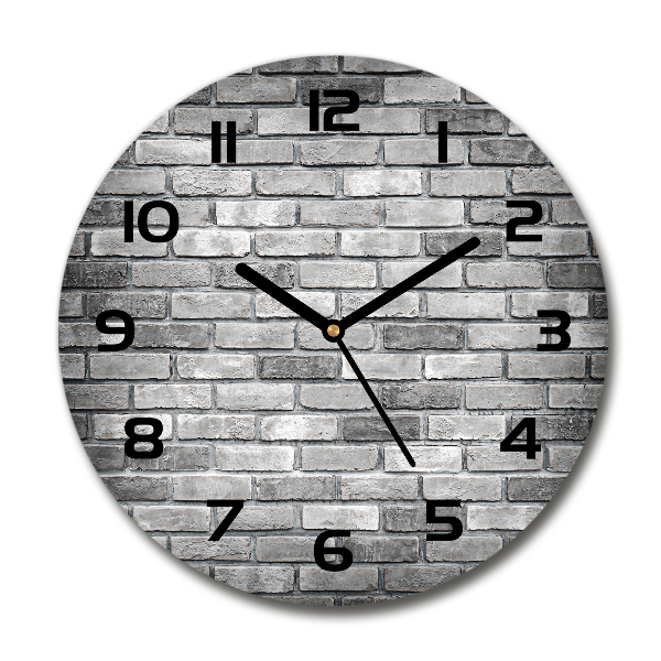 Ronde glazen wandklok Bakstenen muur