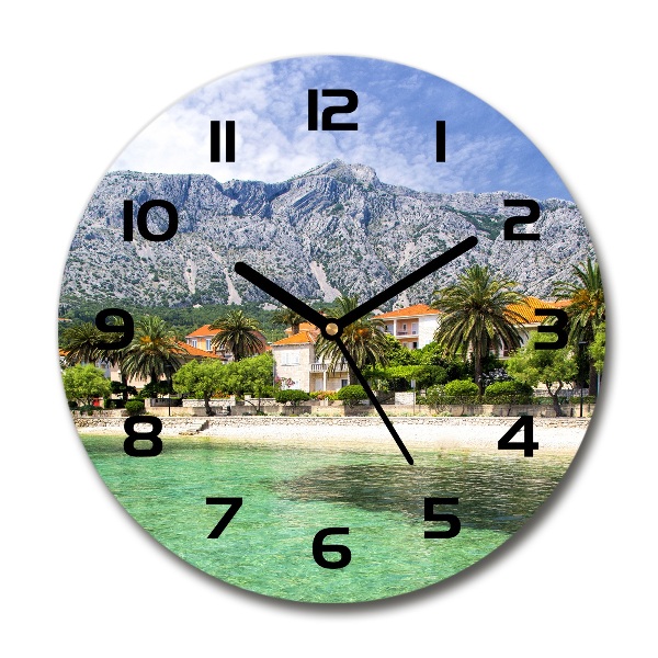 Ronde glazen klok Strand in Kroatië