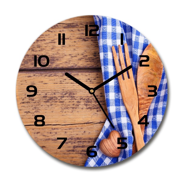 Ronde glazen klok Houten bestek