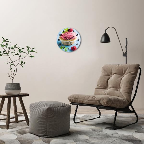 Ronde glas klok Frambozen cupcake