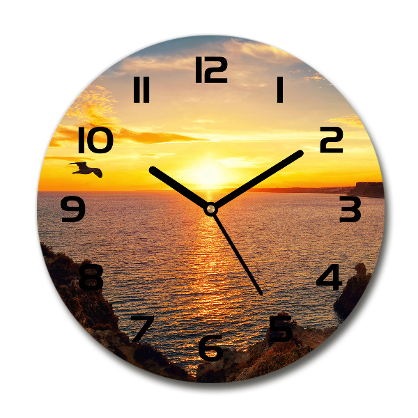 Ronde glas klok Zonsondergang aan zee