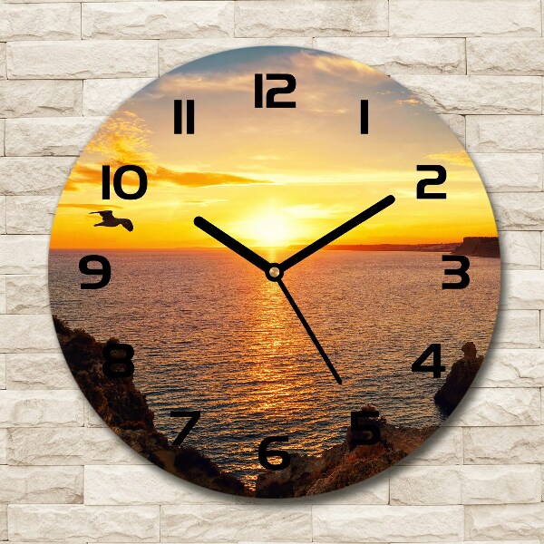 Ronde glas klok Zonsondergang aan zee