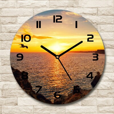 Ronde glas klok Zonsondergang aan zee