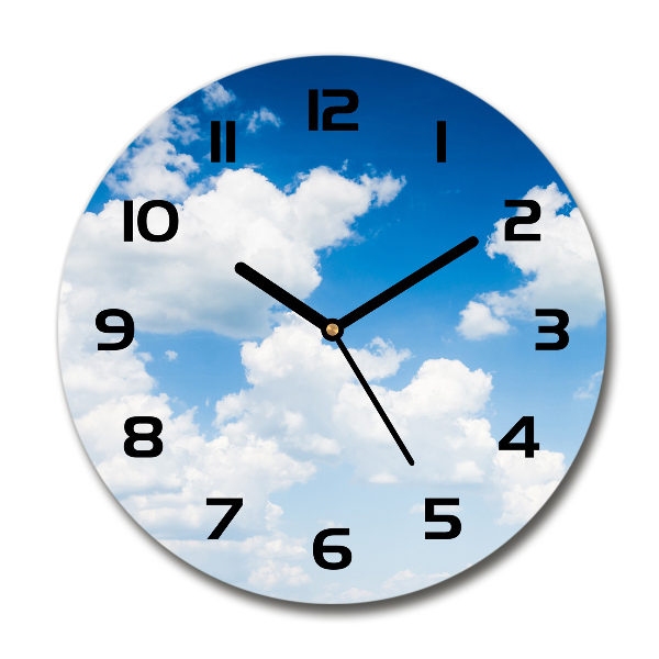 Ronde glazen wandklok Wolken aan de hemel