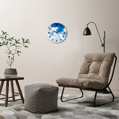Ronde glazen wandklok Wolken aan de hemel
