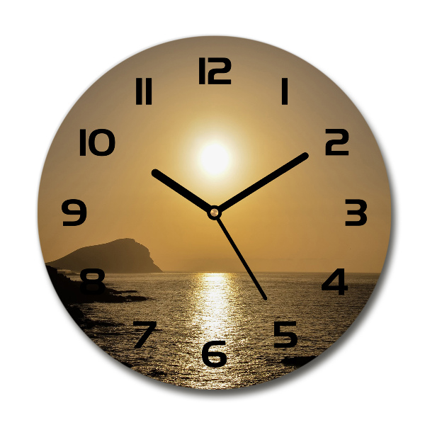 Ronde glas klok Zonsondergang aan zee