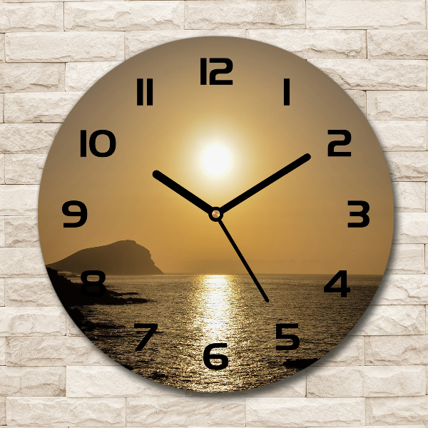 Ronde glas klok Zonsondergang aan zee