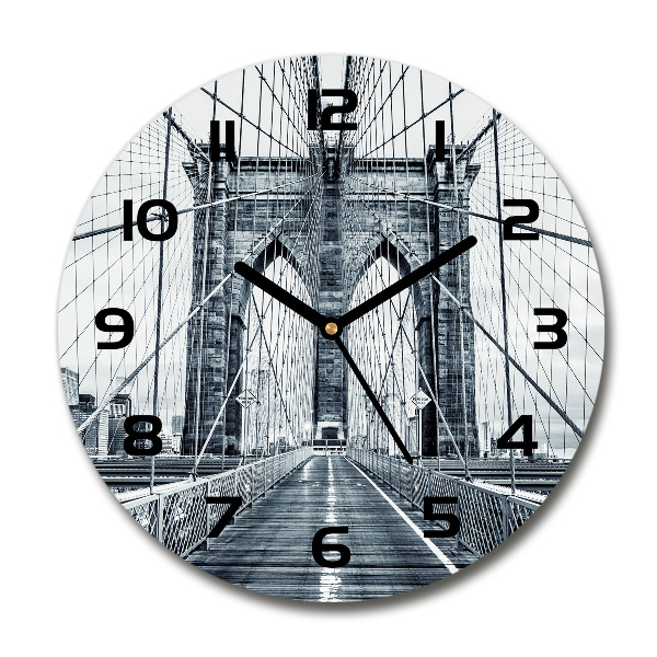 Ronde glazen wandklok Brooklynbrug