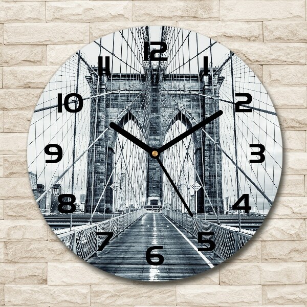 Ronde glazen wandklok Brooklynbrug