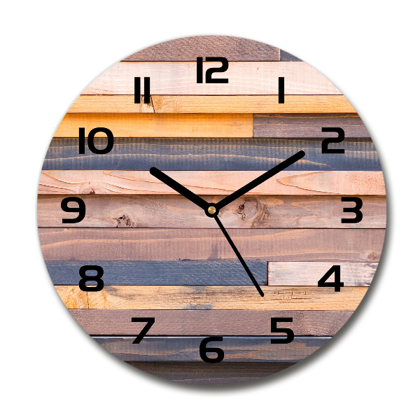 Ronde glazen wandklok Houten muur
