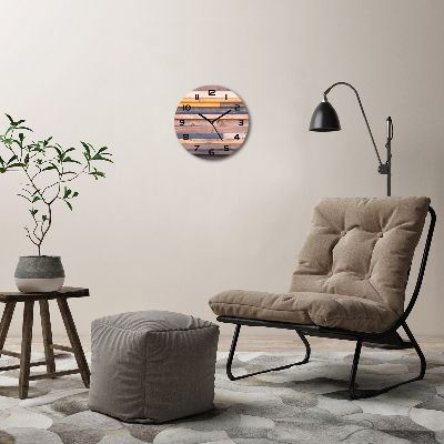 Ronde glazen wandklok Houten muur