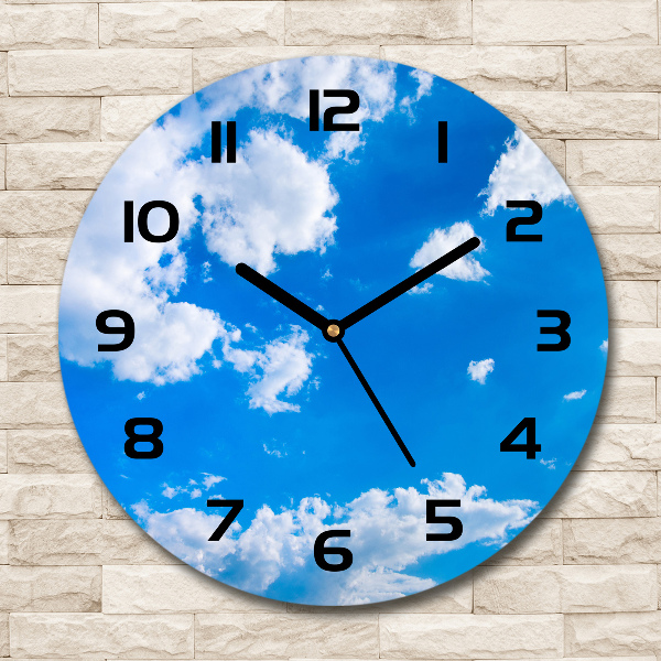 Ronde glazen klok Wolken aan de hemel