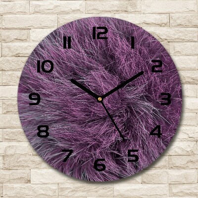 Ronde glazen klok Roze bont