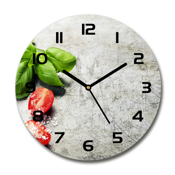 Ronde glas klok Tomaten en basilicum