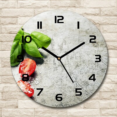 Ronde glas klok Tomaten en basilicum