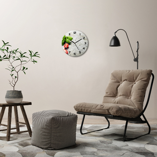 Ronde glas klok Tomaten en basilicum