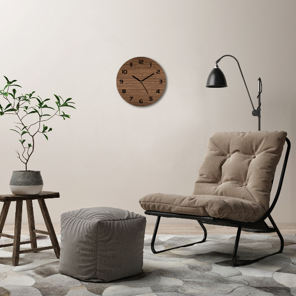 Ronde glas klok Houten achtergrond