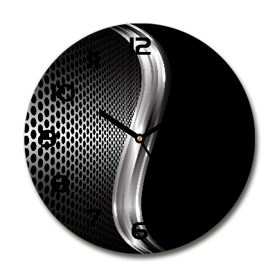 Ronde glazen wandklok Metaalabstractie