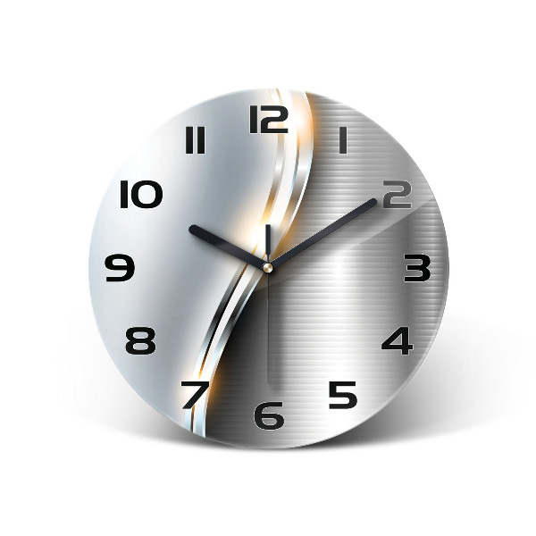 Zegar szklany okrągły Metalowa abstrakcja