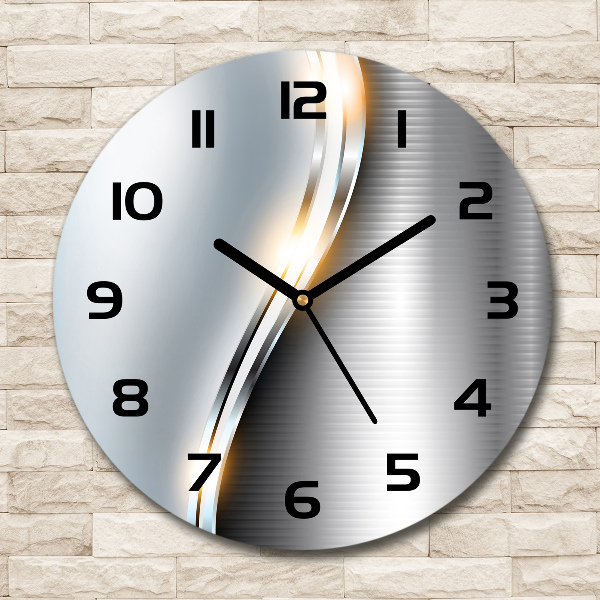 Zegar szklany okrągły Metalowa abstrakcja