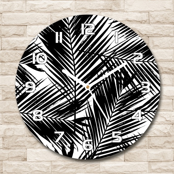 Ronde glas klok Palmbladeren