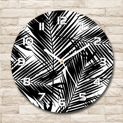 Ronde glas klok Palmbladeren