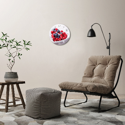 Zegar szklany okrągły Maliny i jagody