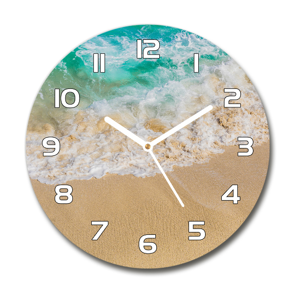 Ronde glazen wandklok Strand en zee