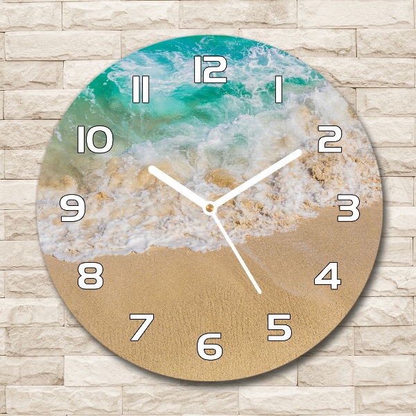 Ronde glazen wandklok Strand en zee